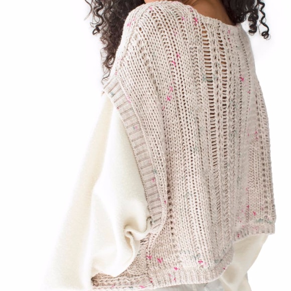 Free People Honey Cable Knit Mixed Media Pullover - Picture 4 of 9